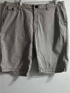 Calvin Klein Black and White Micro-Check Flat Front Shorts